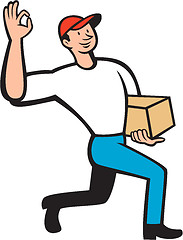 Image showing Delivery Worker Deliver Package Cartoon