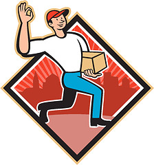 Image showing Delivery Worker Deliver Package Cartoon