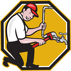 Image showing Plumber Repair Faucet Tap Cartoon