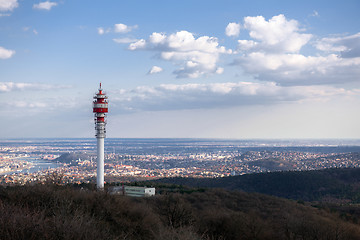Image showing Large Communication tower against sky