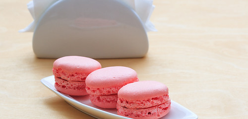 Image showing pink macaron on a plate