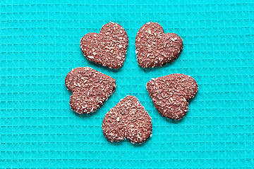 Image showing Chocolate Coconut cookies in the form of hearts