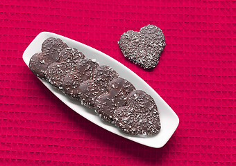 Image showing Heart shaped valentine cookies on plate