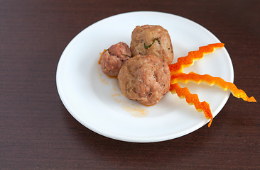 Image showing plate of meatballs on the table