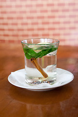 Image showing mint tea with lemon and cinnamon