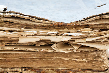 Image showing Ancient book close-up. Selective focus