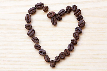 Image showing Coffee beans heart