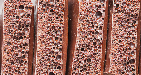 Image showing Aerated porous chocolate as a background