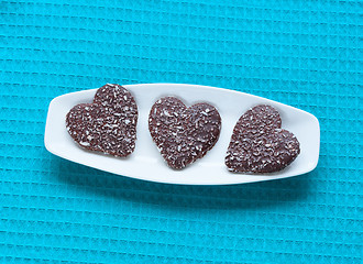 Image showing Heart shaped valentine cookies on plate