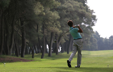 Image showing Golf swing in riva dei tessali golf course, italy