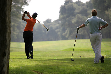 Image showing Golf swing in riva dei tessali golf course, italy