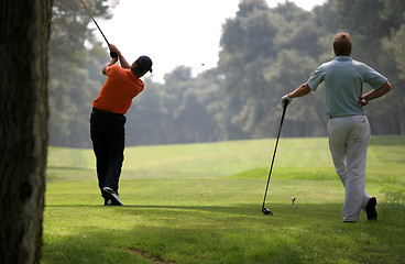 Image showing Golf swing in riva dei tessali golf course, italy
