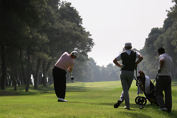 Image showing Golf swing in riva dei tessali golf course, italy