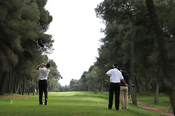 Image showing Golf swing in riva dei tessali golf course, italy