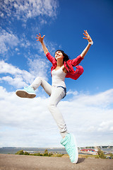 Image showing beautiful dancing girl jumping