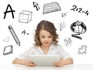 Image showing student girl playing with tablet pc