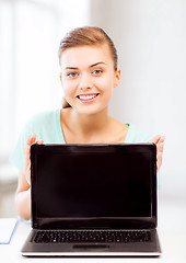 Image showing smiling student girl with laptop