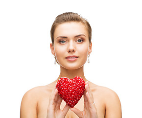 Image showing woman wearing shiny diamond earrings