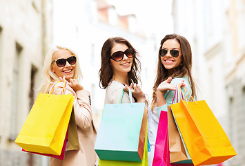 Image showing girls with shopping bags in ctiy