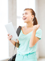 Image showing happy student girl with tablet pc