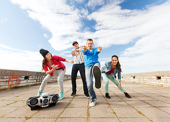 Image showing group of teenagers dancing