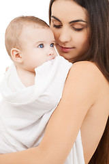 Image showing happy mother with adorable baby