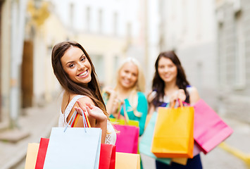 Image showing girls with shopping bags in ctiy