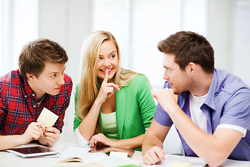 Image showing group of students gossiping at school