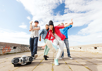 Image showing group of teenagers dancing