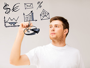 Image showing businessman drawing financial signs