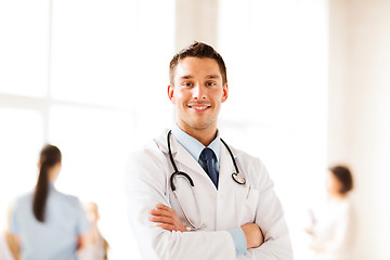 Image showing young male doctor with stethoscope