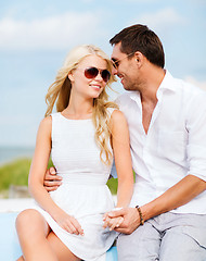 Image showing couple in shades at seaside