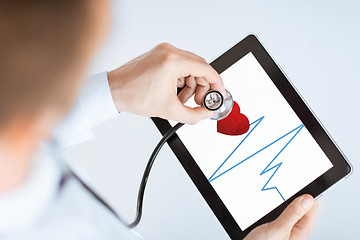 Image showing doctor with stethoscope and tablet pc