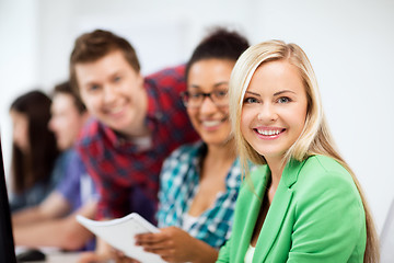 Image showing students with computer studying at school