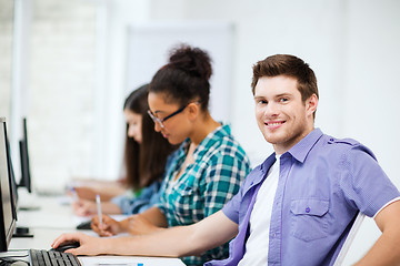 Image showing student with computer studying at school