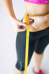 Image showing trained belly with measuring tape