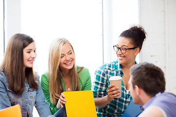 Image showing students communicating and laughing at school