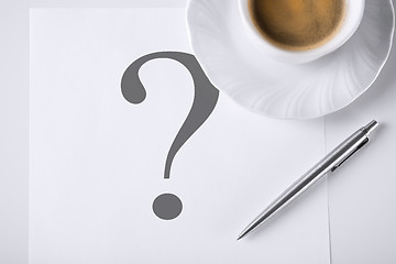 Image showing note with question mark and coffee