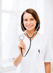 Image showing female doctor with stethoscope
