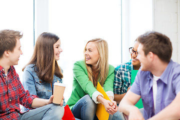 Image showing students communicating and laughing at school