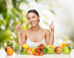 Image showing woman with fruits and vegetables