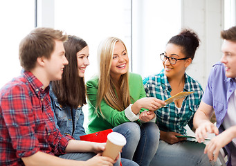 Image showing students communicating and laughing at school