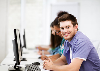 Image showing student with computer studying at school