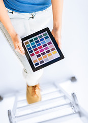 Image showing woman working with color sample app