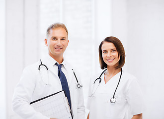 Image showing two doctors with stethoscopes