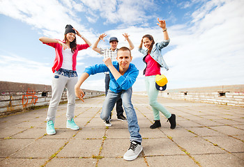 Image showing group of teenagers dancing