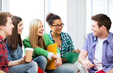 Image showing students communicating and laughing at school