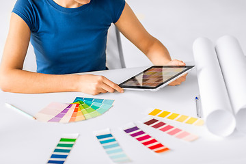 Image showing woman working with color samples for selection