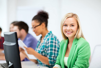 Image showing student with computer studying at school