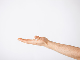 Image showing mans hand showing something